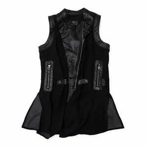 Y2k Black Vest with Leather Details